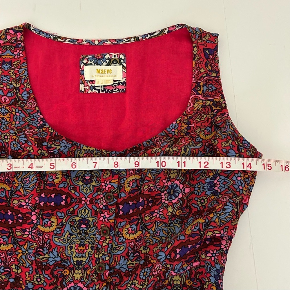 Maeve Anthropologie Violette Floral Multicolor Sleeveless Midi Length Dress 0 - Picture 6 of 10